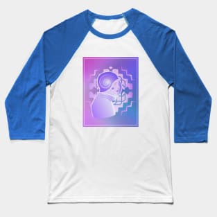 Art Deco Space Poster - Pink Purple Astronaut Girl Baseball T-Shirt